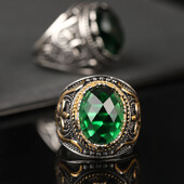 2023. Novi turski ručno izrađeni vintage prsten od nehrđajućeg čelika s kraljevskim dragim kamenjem Keisha Lena za muškarce Tvornička veleprodaja