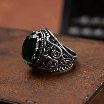 2023 New Keisha Lena Turkish Handmade Vintage από ανοξείδωτο ατσάλι Royal Gemstone Ring For Man Factory Χονδρική