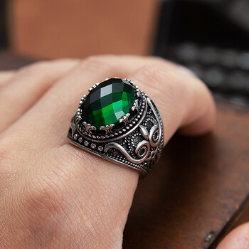 2023 New Keisha Lena Turkish Handmade Vintage από ανοξείδωτο ατσάλι Royal Gemstone Ring For Man Factory Χονδρική