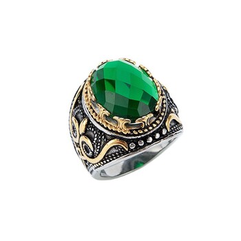 2023 New Keisha Lena Turkish Handmade Vintage από ανοξείδωτο ατσάλι Royal Gemstone Ring For Man Factory Χονδρική