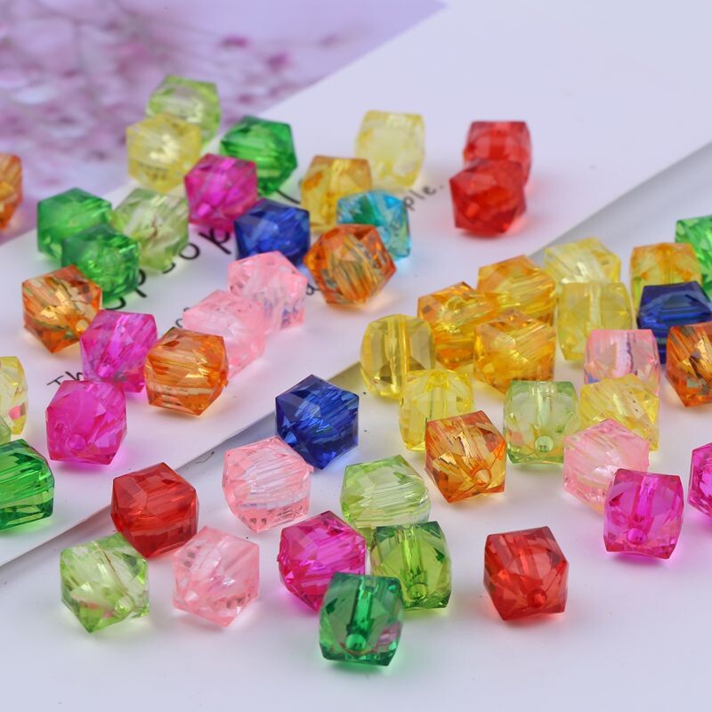 500g ručne korálkované DIY diamantové korálky tkané z gypsofily 10mm priehľadné štvorcové korálky tkané akrylové korálky voľné korálky na remeslá
