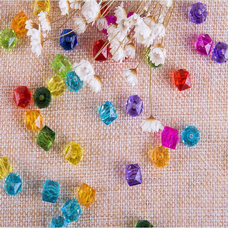 500g ručne korálkované DIY diamantové korálky tkané z gypsofily 10mm priehľadné štvorcové korálky tkané akrylové korálky voľné korálky na remeslá