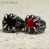 Vintage nordijski vikinški zmajev prsten s kandžama s crvenim plavim crnim kamenom i kristalima od nehrđajućeg čelika punk rock prstenje velika veličina 13 14 15