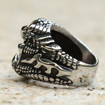 Vintage Nordic Viking Dragon Claw Ring with Red Blue Black Stone Crystal από ανοξείδωτο ατσάλι Punk Rock Δαχτυλίδι Μεγάλο Μέγεθος 13 14 15