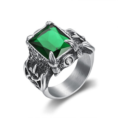 Vintage nordijski vikinški zmajev prsten s kandžama s crvenim plavim crnim kamenom i kristalima od nehrđajućeg čelika punk rock prstenje velika veličina 13 14 15