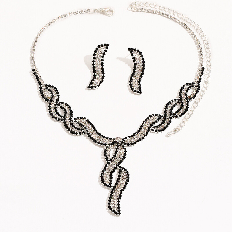 Uus moodne ja elegantne naiste kristallist kaelakee kõrvarõngad peen peokleitide komplekt kett pruudi pulmatarvikud kingitus