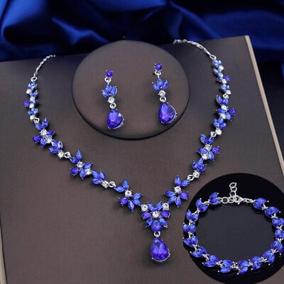 Seturi de bijuterii verde lime de 3 buc pentru femei, cercei de modă, brățări, set de colier, pentru bal, nuntă, accesorii de bijuterii