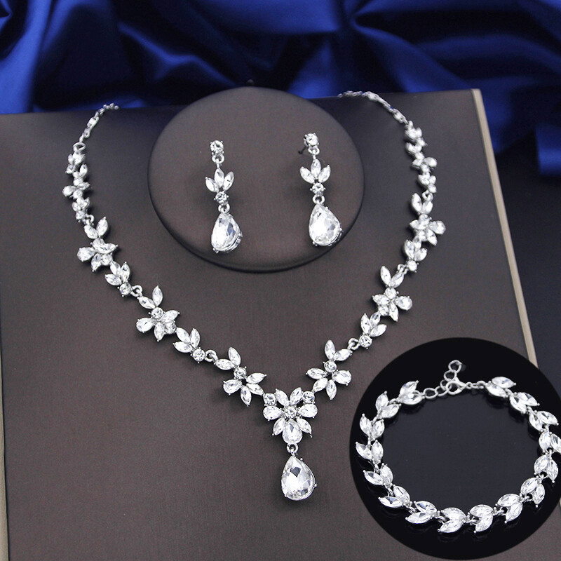 Seturi de bijuterii verde lime de 3 buc pentru femei, cercei de modă, brățări, set de colier, pentru bal, nuntă, accesorii de bijuterii