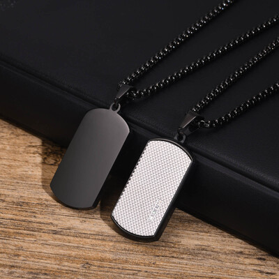 Mprainbow crne ogrlice s pločicama za muškarce s CZ kamenom, stilski kvadratni geometrijski privjesak ovratnik od nehrđajućeg čelika, darovi za njega