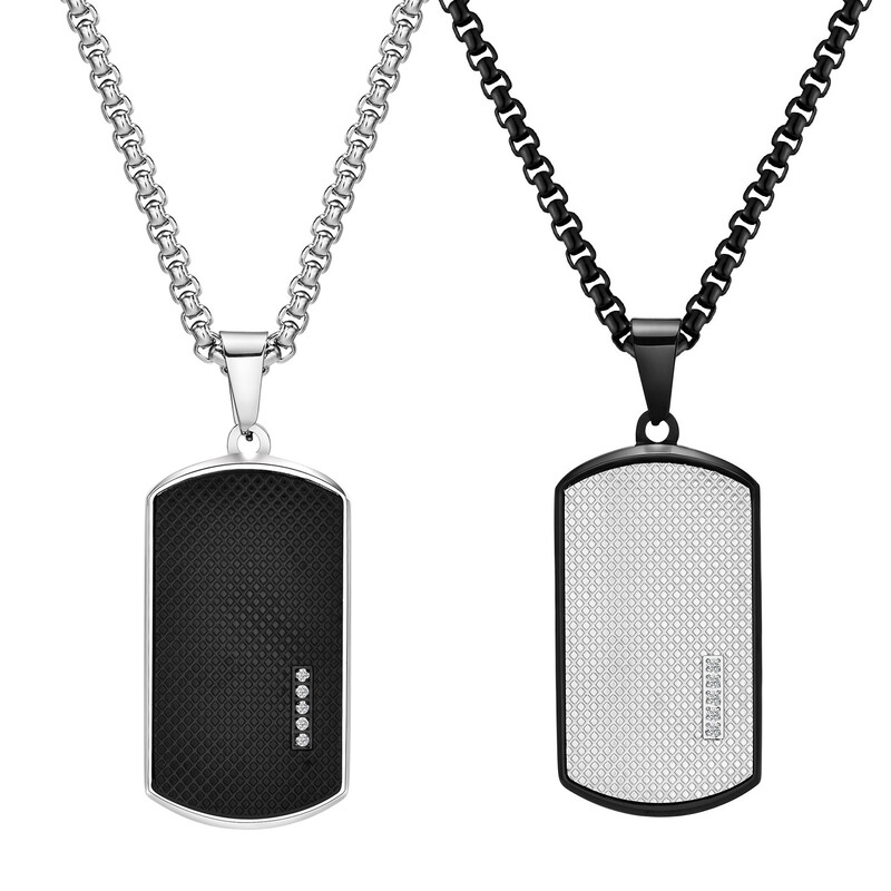 Mprainbow crne ogrlice s pločicama za muškarce s CZ kamenom, stilski kvadratni geometrijski privjesak ovratnik od nehrđajućeg čelika, darovi za njega