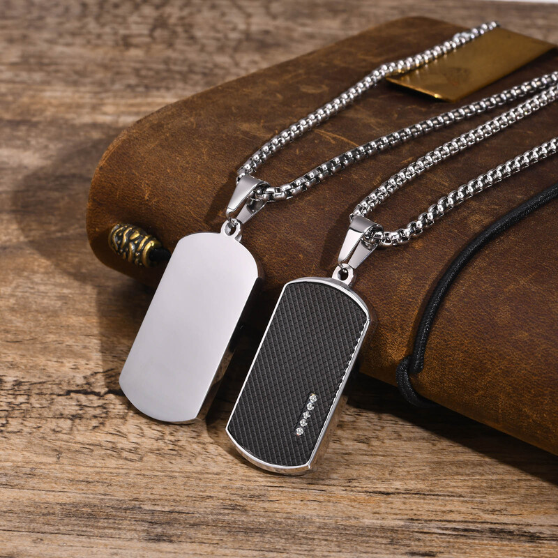 Mprainbow crne ogrlice s pločicama za muškarce s CZ kamenom, stilski kvadratni geometrijski privjesak ovratnik od nehrđajućeg čelika, darovi za njega