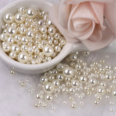 144 komada šarenih imitacijskih bisernih perli s rupom 3-8 mm, okruglih kuglica od smole, bisernih kuglica, odstojnika, labavih perli za DIY izradu nakita