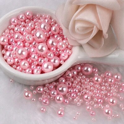 144 komada šarenih imitacijskih bisernih perli s rupom 3-8 mm, okruglih kuglica od smole, bisernih kuglica, odstojnika, labavih perli za DIY izradu nakita