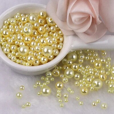 144 komada šarenih imitacijskih bisernih perli s rupom 3-8 mm, okruglih kuglica od smole, bisernih kuglica, odstojnika, labavih perli za DIY izradu nakita