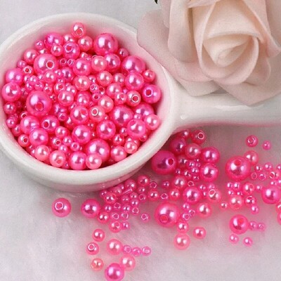 144 komada šarenih imitacijskih bisernih perli s rupom 3-8 mm, okruglih kuglica od smole, bisernih kuglica, odstojnika, labavih perli za DIY izradu nakita