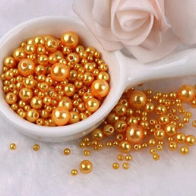 144 komada šarenih imitacijskih bisernih perli s rupom 3-8 mm, okruglih kuglica od smole, bisernih kuglica, odstojnika, labavih perli za DIY izradu nakita