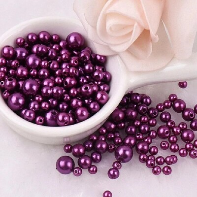 144 komada šarenih imitacijskih bisernih perli s rupom 3-8 mm, okruglih kuglica od smole, bisernih kuglica, odstojnika, labavih perli za DIY izradu nakita