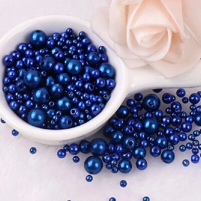 144 komada šarenih imitacijskih bisernih perli s rupom 3-8 mm, okruglih kuglica od smole, bisernih kuglica, odstojnika, labavih perli za DIY izradu nakita