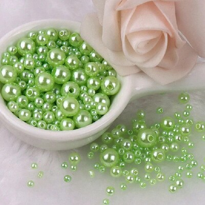 144 komada šarenih imitacijskih bisernih perli s rupom 3-8 mm, okruglih kuglica od smole, bisernih kuglica, odstojnika, labavih perli za DIY izradu nakita