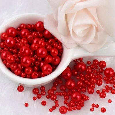 144 komada šarenih imitacijskih bisernih perli s rupom 3-8 mm, okruglih kuglica od smole, bisernih kuglica, odstojnika, labavih perli za DIY izradu nakita