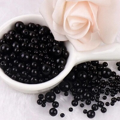 144 komada šarenih imitacijskih bisernih perli s rupom 3-8 mm, okruglih kuglica od smole, bisernih kuglica, odstojnika, labavih perli za DIY izradu nakita