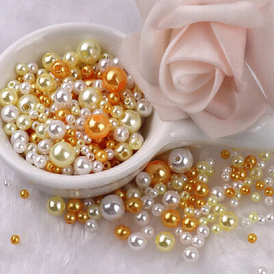 144 komada šarenih imitacijskih bisernih perli s rupom 3-8 mm, okruglih kuglica od smole, bisernih kuglica, odstojnika, labavih perli za DIY izradu nakita