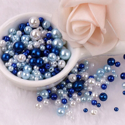 144 komada šarenih imitacijskih bisernih perli s rupom 3-8 mm, okruglih kuglica od smole, bisernih kuglica, odstojnika, labavih perli za DIY izradu nakita