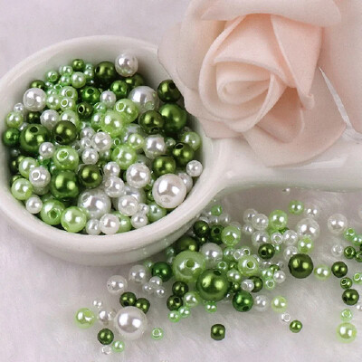 144 komada šarenih imitacijskih bisernih perli s rupom 3-8 mm, okruglih kuglica od smole, bisernih kuglica, odstojnika, labavih perli za DIY izradu nakita
