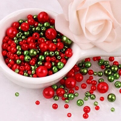 144 komada šarenih imitacijskih bisernih perli s rupom 3-8 mm, okruglih kuglica od smole, bisernih kuglica, odstojnika, labavih perli za DIY izradu nakita