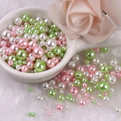 144 komada šarenih imitacijskih bisernih perli s rupom 3-8 mm, okruglih kuglica od smole, bisernih kuglica, odstojnika, labavih perli za DIY izradu nakita