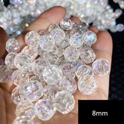 Mărgele rotunde de 8 mm cu 32 fațete Mărgele din rășină transparentă cu fațete Mărgele distanțatoare libere pentru realizarea de bijuterii Colier brățară cu ac