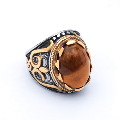 Modni muškarci, žene, veliki zeleni CZ kameni prsten, vintage stil palače, uzorak, prsten od nehrđajućeg čelika, punk gotički nakit, dodaci