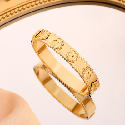 Luksuzna narukvica od korejskog cvijeća od titanijskog čelika, modni lagani luksuzni narukvica za žene, široka narukvica za Valentinovo