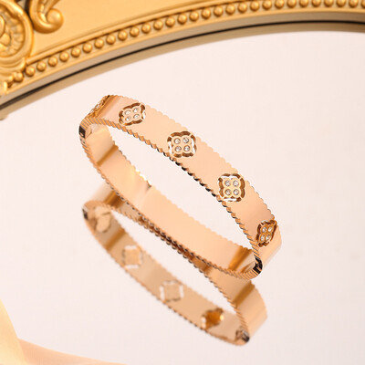 Luksuzna narukvica od korejskog cvijeća od titanijskog čelika, modni lagani luksuzni narukvica za žene, široka narukvica za Valentinovo