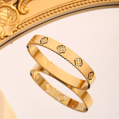 Luksuzna narukvica od korejskog cvijeća od titanijskog čelika, modni lagani luksuzni narukvica za žene, široka narukvica za Valentinovo