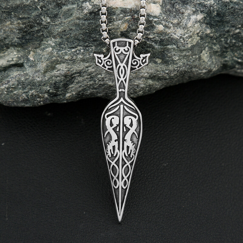 Nordic Fashion rozsdamentes acél Viking kard lándzsa medál nyaklánc Odin Spartan Warrior lándzsa nyakláncok skandináv ékszerek
