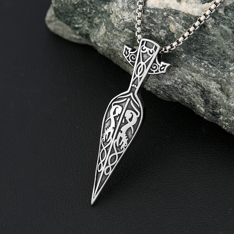 Nordic Fashion rozsdamentes acél Viking kard lándzsa medál nyaklánc Odin Spartan Warrior lándzsa nyakláncok skandináv ékszerek