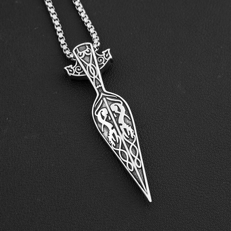 Nordic Fashion rozsdamentes acél Viking kard lándzsa medál nyaklánc Odin Spartan Warrior lándzsa nyakláncok skandináv ékszerek