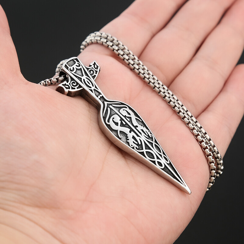 Nordic Fashion rozsdamentes acél Viking kard lándzsa medál nyaklánc Odin Spartan Warrior lándzsa nyakláncok skandináv ékszerek