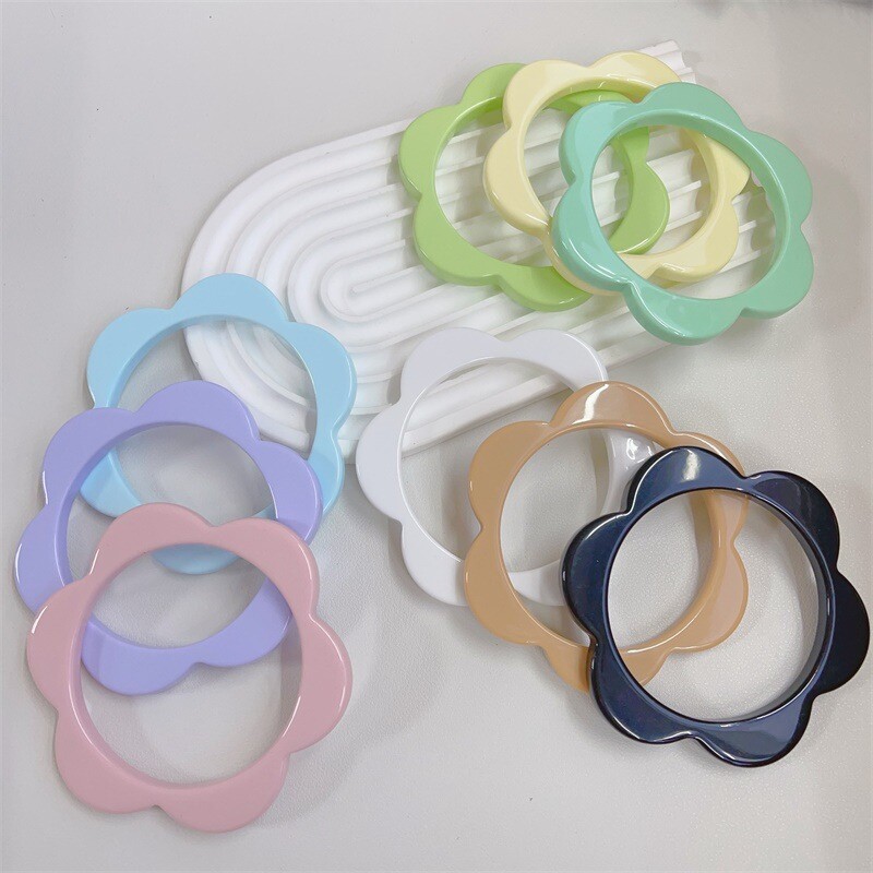 Γλυκά πολύχρωμα λουλούδια με μανσέτα βραχιόλια από ρητίνη για γυναίκες Charm Candy Color Geometryr Ακρυλικά βραχιόλια Καλοκαιρινό πάρτι κοσμήματα καρπού