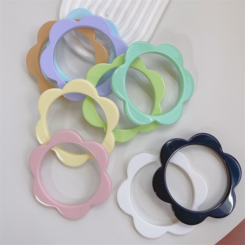 Γλυκά πολύχρωμα λουλούδια με μανσέτα βραχιόλια από ρητίνη για γυναίκες Charm Candy Color Geometryr Ακρυλικά βραχιόλια Καλοκαιρινό πάρτι κοσμήματα καρπού