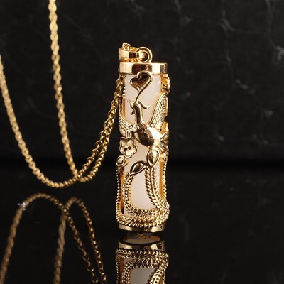 Κλασικό Ρετρό Ένθετο Χρυσό Χρώμα Χειροτεχνία Απομίμηση Jade Dragon Pillar Phoenix Κολιέ χρυσό μενταγιόν Ανδρικά Γυναικεία Δώρο Ζευγάρι