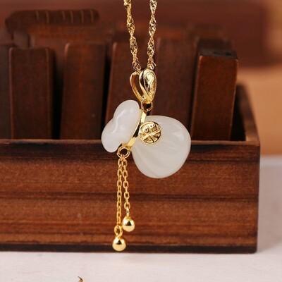 Κλασικό Ρετρό Ένθετο Χρυσό Χρώμα Χειροτεχνία Απομίμηση Jade Dragon Pillar Phoenix Κολιέ χρυσό μενταγιόν Ανδρικά Γυναικεία Δώρο Ζευγάρι