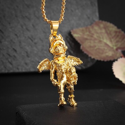 Κλασικό Ρετρό Ένθετο Χρυσό Χρώμα Χειροτεχνία Απομίμηση Jade Dragon Pillar Phoenix Κολιέ χρυσό μενταγιόν Ανδρικά Γυναικεία Δώρο Ζευγάρι