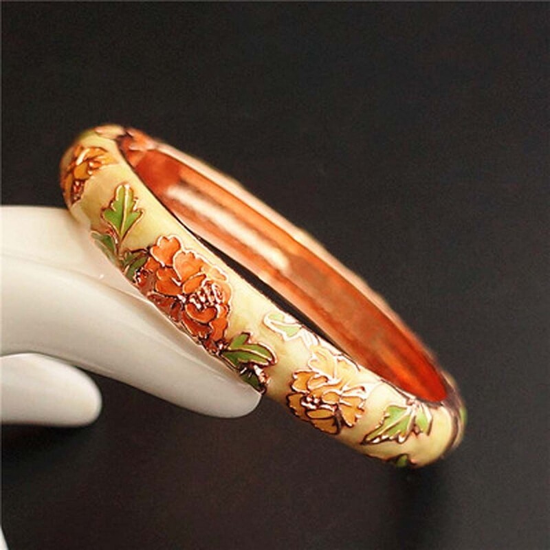 Módne etnické cloisonne smaltované darčeky pre ženy dievčatá remeselné pivonky doplnky šperky náramok náramky