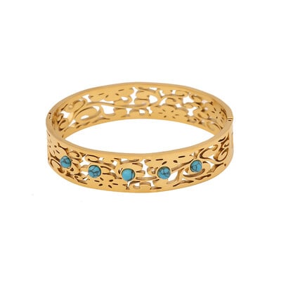 Pedina Retro tirkizna šuplja narukvica od nehrđajućeg čelika za žene Djevojke Nova narukvica koja ne blijedi Nakit Poklon Party B572