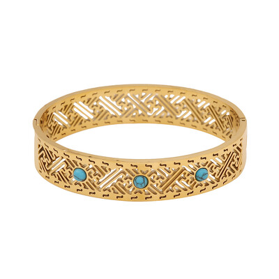 Pedina Retro tirkizna šuplja narukvica od nehrđajućeg čelika za žene Djevojke Nova narukvica koja ne blijedi Nakit Poklon Party B572