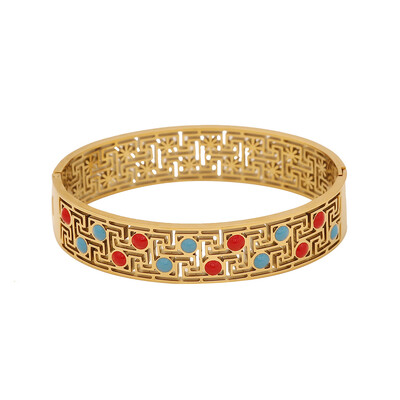 Pedina Retro tirkizna šuplja narukvica od nehrđajućeg čelika za žene Djevojke Nova narukvica koja ne blijedi Nakit Poklon Party B572