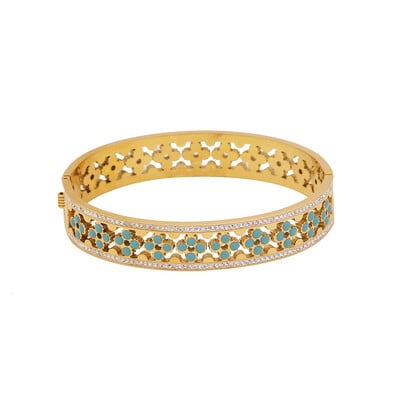 Pedina Retro tirkizna šuplja narukvica od nehrđajućeg čelika za žene Djevojke Nova narukvica koja ne blijedi Nakit Poklon Party B572