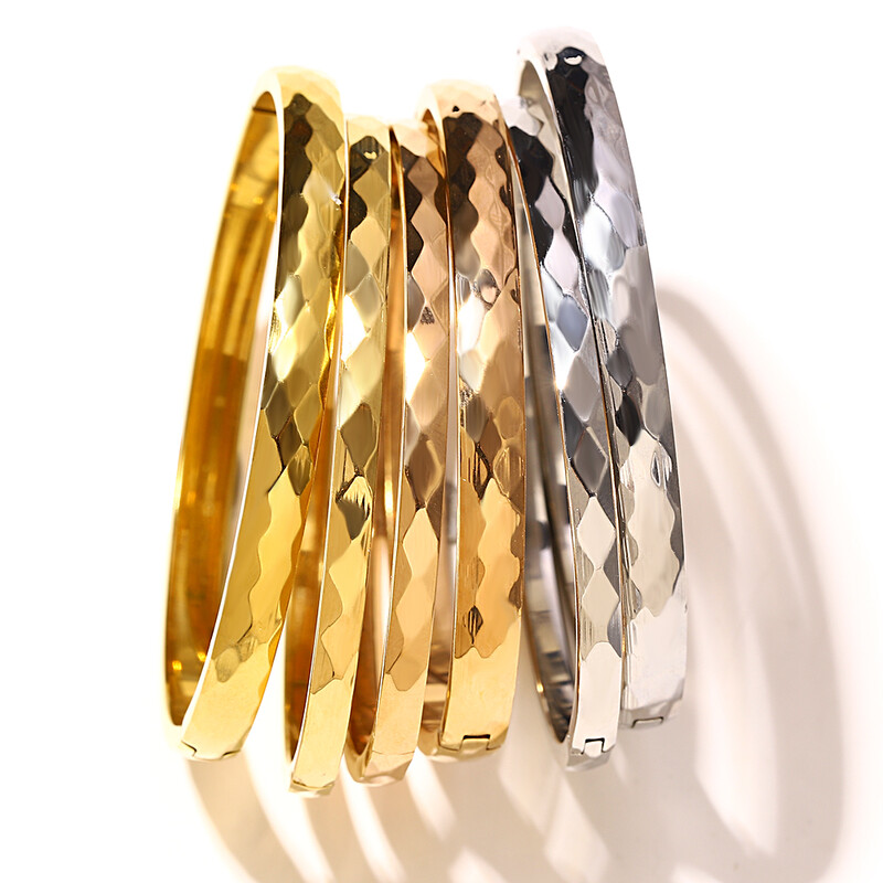 AENSOA paprastos rombo formos lygaus paviršiaus nerūdijančio plieno apyrankės apyrankės moterims Madingi paauksuoto metalo apyrankės papuošalai